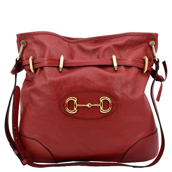 GUCCI  Horsebit 1955 Leather Messenger Bag Red - Picture 1 of 13